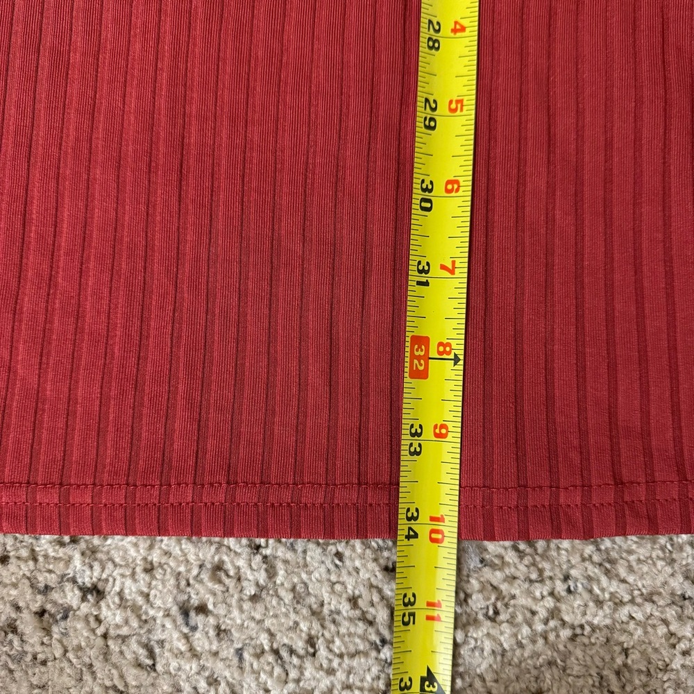 Stretchy Bodycon Turtleneck Ribbed Long Sleeve Red Dress - Picture 4 of 6